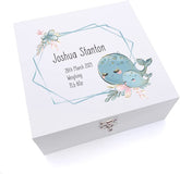 ukgiftstoreonline Personalised Baby Keepsake Large Memories Wooden Box Whale Design