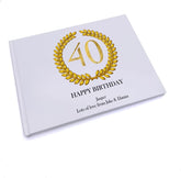 Personalised 40th Birthday Gift for Him Guest Book Gold Wreath Design