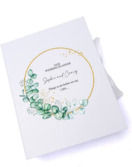 Personalised Wedding Planner Engagement Gift With Ribbon Eucalyptus Design