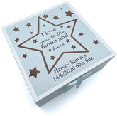 Personalised Baby Boy Blue Memories Keepsake Box Love You To The Moon