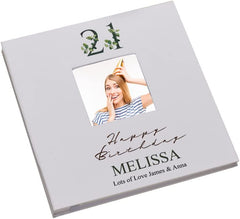 Personalised 21st Birthday Photo Album Linen Cover With Leaf Design