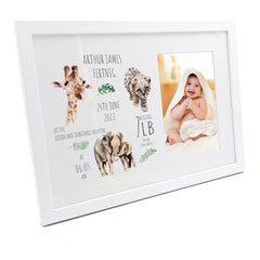 Personalised Safari Animal New Baby Photo Frame Gift