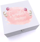 ukgiftstoreonline Personalised Baby Shower Rabbit Design Keepsake Wooden Box