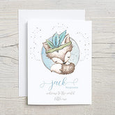 Personalised Welcome to the World New Baby Boy Card Blue Elephant Design