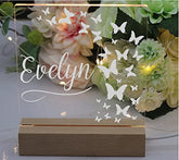 Any Name and Butterflies Personalised Night Light LED Lamp Gift NLM-26