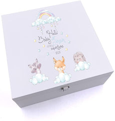 ukgiftstoreonline Personalised Hello Baby Let Our Adventures Begin Keepsake Wooden Box