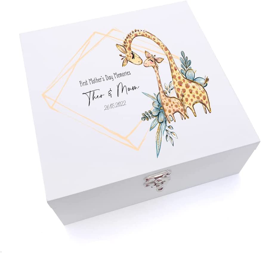 ukgiftstoreonline Personalised First Keepsake Large Wooden Box Keepsake Wooden box ukgiftstoreonline