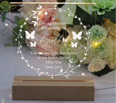in Loving Memory of Brother Remembrance Memorial Personalised Light LED Lamp