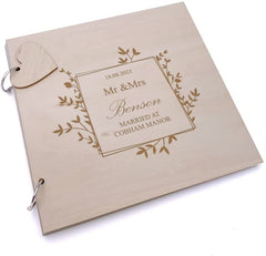 Personalised Wedding Day Guest Book Scrap Book Album Leaf Design