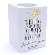 Personalised 50th Wedding Anniversary Tea Light Holder Gift
