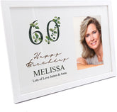 Personalised 60th Birthday Green Leaf Design Gift Photo Frame