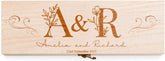 Personalised Wedding or Anniversary Wooden Wine or Champagne Gift Box With Floral Initials