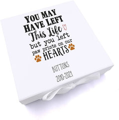 ukgiftstoreonline Personalised You left paw prints on our hearts Keepsake Memory Box Gift