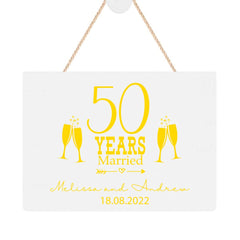 ukgiftstoreonline Personalised 50th Wedding Anniversary Keepsake Plaque Champagne Design