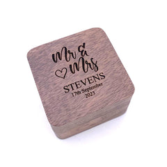 Personalised Mr & Mrs Wedding Ring Box Holder for 2 Rings