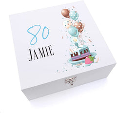 ukgiftstoreonline Personalised 80th Birthday Gifts For Him Keepsake Wooden Box