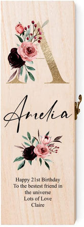 Personalised Monogram and Sentiment Wooden Wine or Champagne Box Gift
