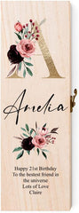 Personalised Monogram and Sentiment Wooden Wine or Champagne Box Gift