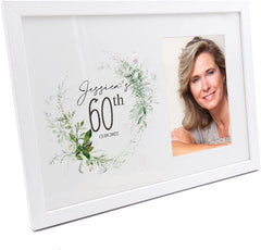 Personalised 60th Birthday Photo Frame Gift With Botanical Design