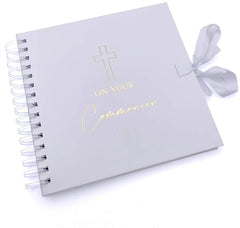 On Your Communion Gold Metal Stamped Scrapbook Photo Album Guest Book