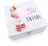 ukgiftstoreonline Personalised 50th Birthday Gifts For Her Keepsake Large Wooden Box