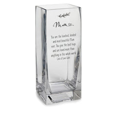 Personalised Square Mum Glass Flower Vase Gift Present