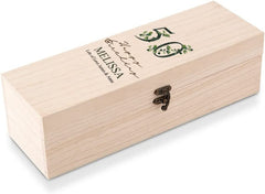 Personalised 50th Birthday Wine or Champagne Box Gift With Leaf Design