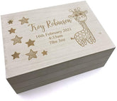 ukgiftstoreonline Personalised Baby Gift Wooden Memory Keepsake box Giraffe Crate Box
