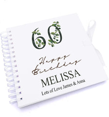 Personalised 60th Birthday Green Leaf Design Gift Scrapbook Photo Album