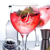 Personalised Engraved Gin Glass with Name and Initial Gift
