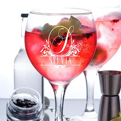 Personalised Engraved Gin Glass with Name and Initial Gift