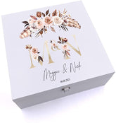 ukgiftstoreonline Personalised Boho Style Golden Text Wedding Keepsake Wooden Box