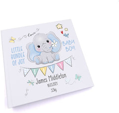 ukgiftstoreonline Personalised Baby Boy Photo album with elephant Design