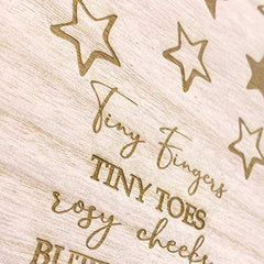ukgiftstoreonline Personalised Baby Wooden Keepsake Memories Box Gift Tiny Fingers Verse
