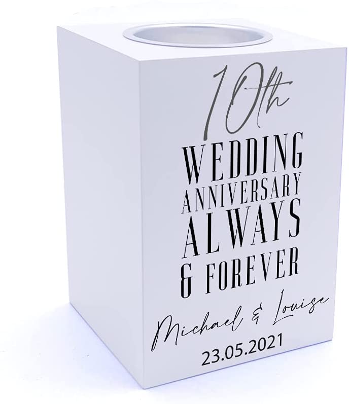 Personalised 10th Wedding Anniversary Tea Light Holder Gift Tea Light Holder ukgiftstoreonline