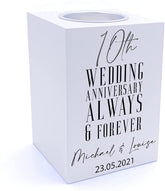 Personalised 10th Wedding Anniversary Tea Light Holder Gift