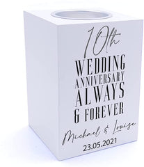 Personalised 10th Wedding Anniversary Tea Light Holder Gift Tea Light Holder ukgiftstoreonline