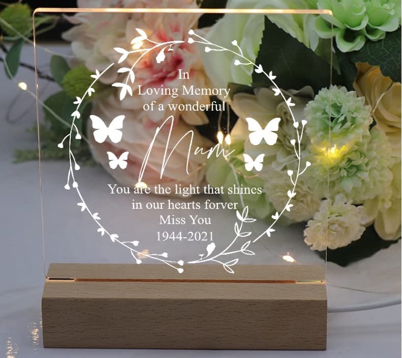 in Loving Memory of Mum Remembrance Memorial Personalised Light LED Lamp Personalised Lights ukgiftstoreonline