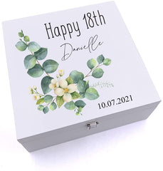 ukgiftstoreonline Personalised Luxury Any Age Birthday Gift Eucalyptus Keepsake Wooden Box