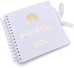 Personalised Baby Boy Rainbow Guest Book, Photo Album or Scrapbook