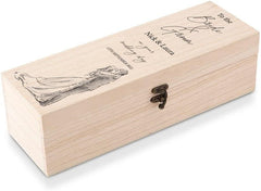 Personalised Wooden Wine or Champagne Box Wedding Keepsake Gift Couple