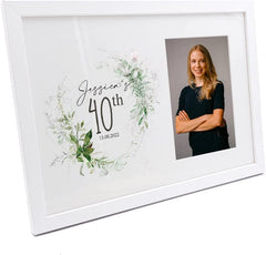 Personalised 40th Birthday Photo Frame Gift With Botanical Design