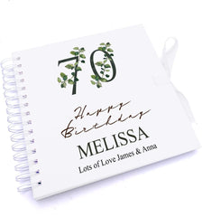 Personalised 70th Birthday Green Leaf Design Gift Scrapbook Photo Album