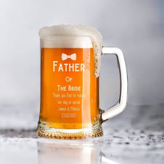 Personalised Father of The Bride Beer Tankard Glass Gift