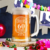Cheers to 60 Years Birthday Gift Personalised Engraved Glass Beer Tankard