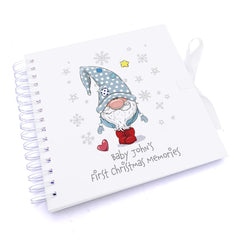 Personalised Baby Boy First Christmas Scrapbook Photo Album With Gnome
