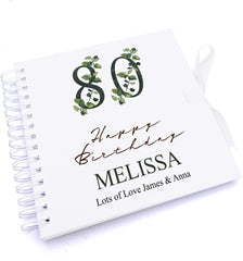 Personalised 80th Birthday Green Leaf Design Gift Scrapbook Photo Album