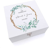 ukgiftstoreonline Personalised Wedding Keepsake Large Memories Wooden Box Gift Sticks and Leaves