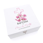 ukgiftstoreonline Personalised Baptism Day Wooden Keepsake Memory Box With Pink Cross