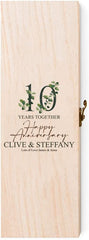Personalised 10th Anniversary Wooden Wine or Champagne Box Gift